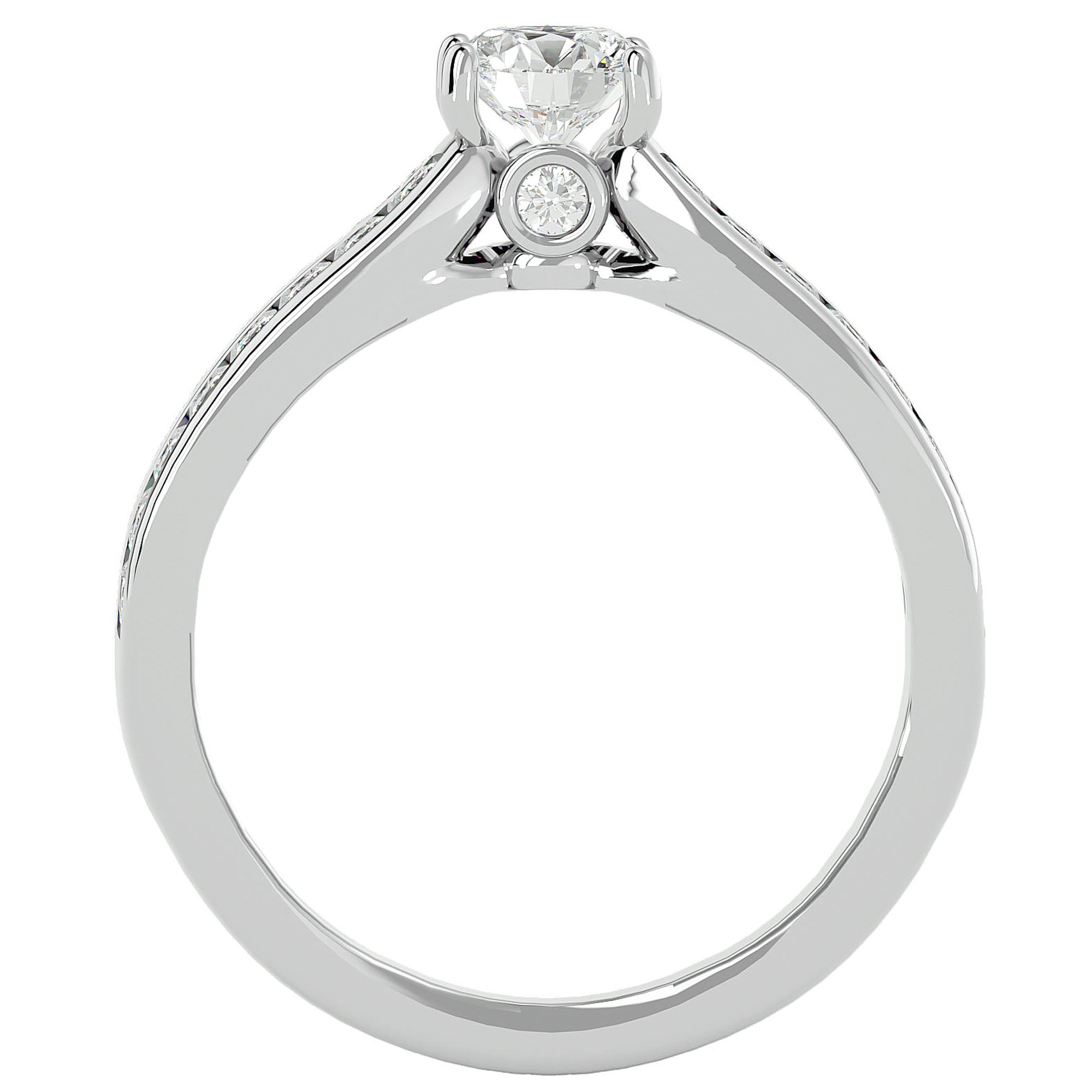Inel De Logodnă Montură Duo Solitaire Pavé din Aur 14k cu Diamante Naturale de 1.10 ct din 14k Aur Alb - Castelo.ro