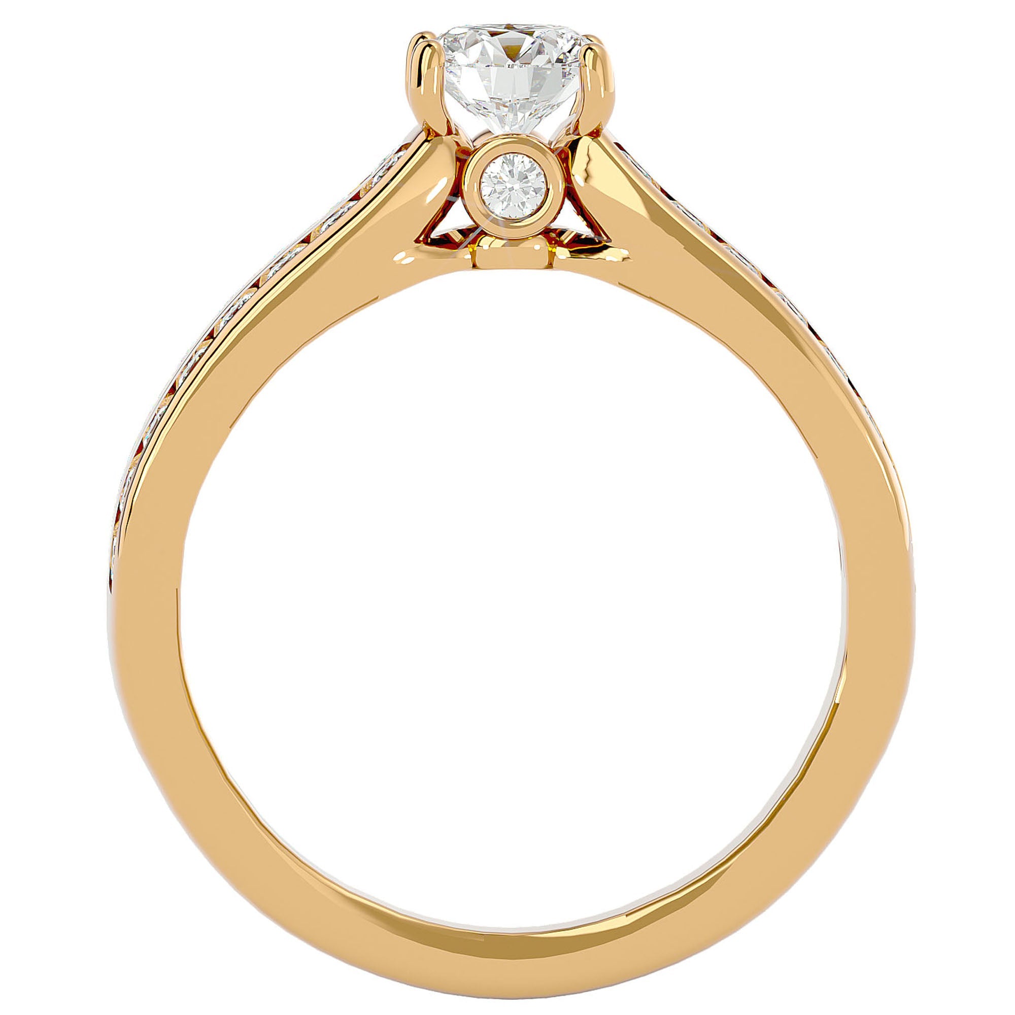 Inel De Logodnă Montură Duo Solitaire Pavé din Aur 14k cu Diamante Naturale de 1.10 ct din 14k Aur Galben - Castelo.ro