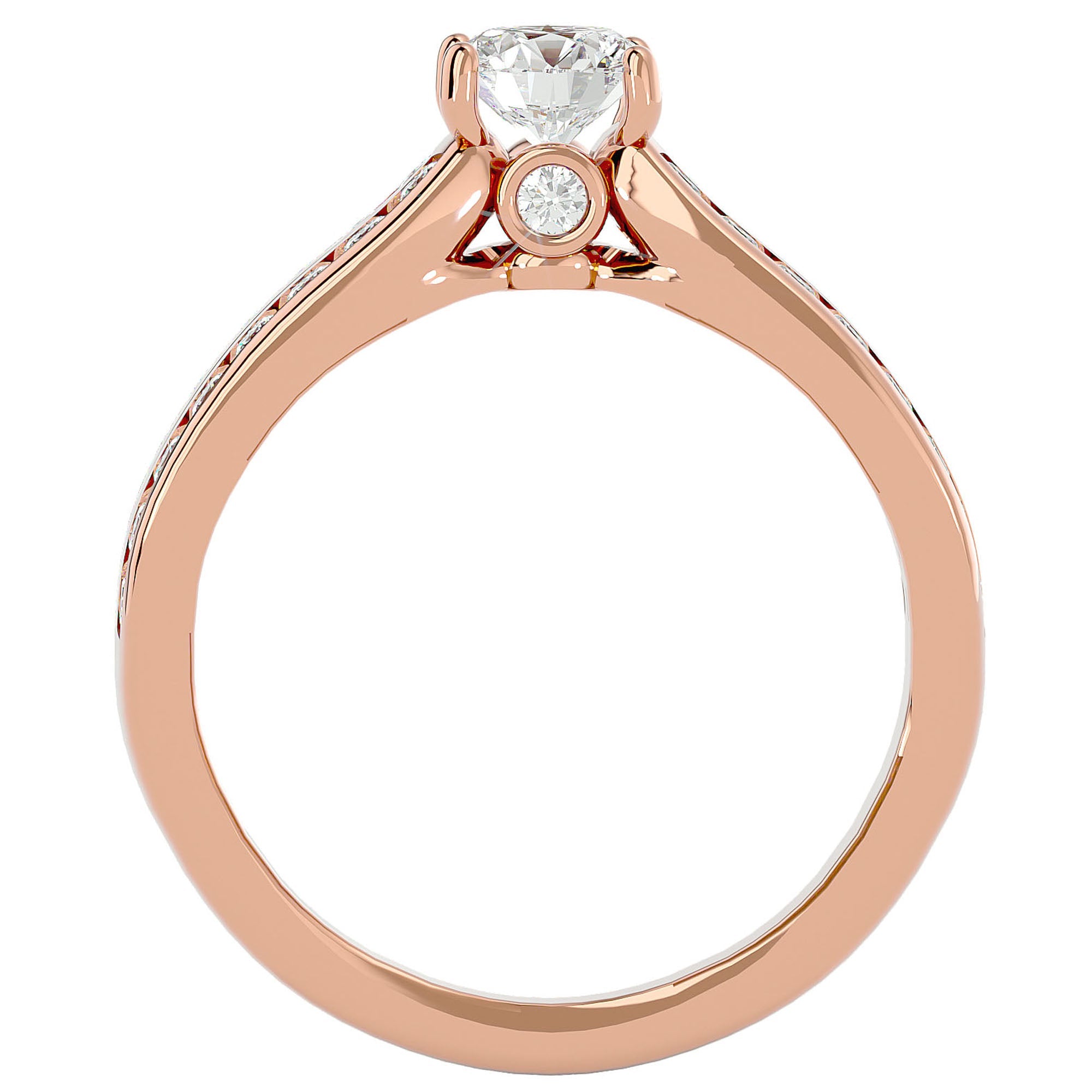 Inel De Logodnă Montură Duo Solitaire Pavé din Aur 14k cu Moissanite de 1.10 ct din 14k Aur Roz - Castelo.ro