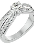 Inel De Logodnă Montură Duo Solitaire Pavé din Aur 14k cu Diamante Naturale de 1.10 ct din 14k Aur Alb - Castelo.ro