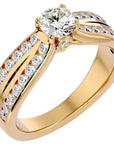 Inel De Logodnă Montură Duo Solitaire Pavé cu Moissanite de 1.10 ct din 18k Aur Galben - Castelo.ro