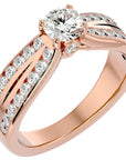 Inel De Logodnă Montură Duo Solitaire Pavé cu Moissanite de 1.10 ct din 18k Aur Roz - Castelo.ro