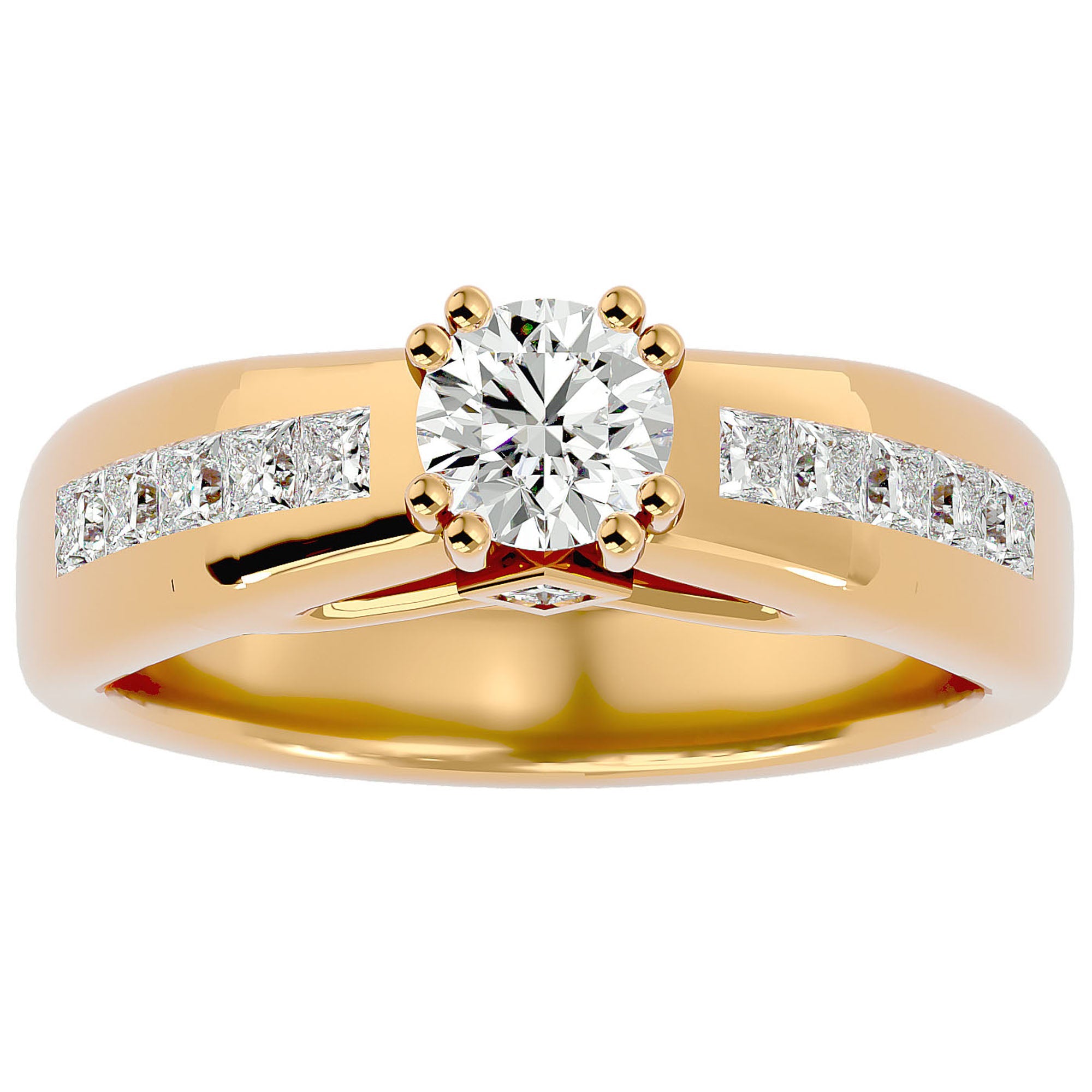 Inel De Logodnă Torrent de Feu din Aur 14k cu Moissanite de 1.04 ct din 14k Aur Galben - Castelo.ro