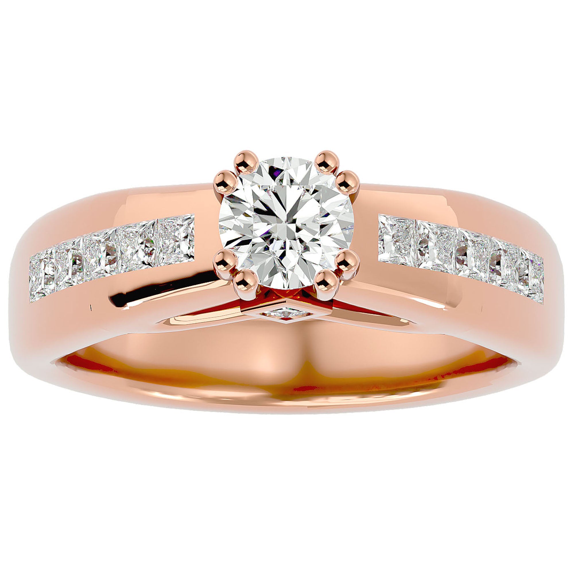 Inel De Logodnă Torrent de Feu din Aur 14k cu Moissanite de 1.04 ct din 14k Aur Roz - Castelo.ro