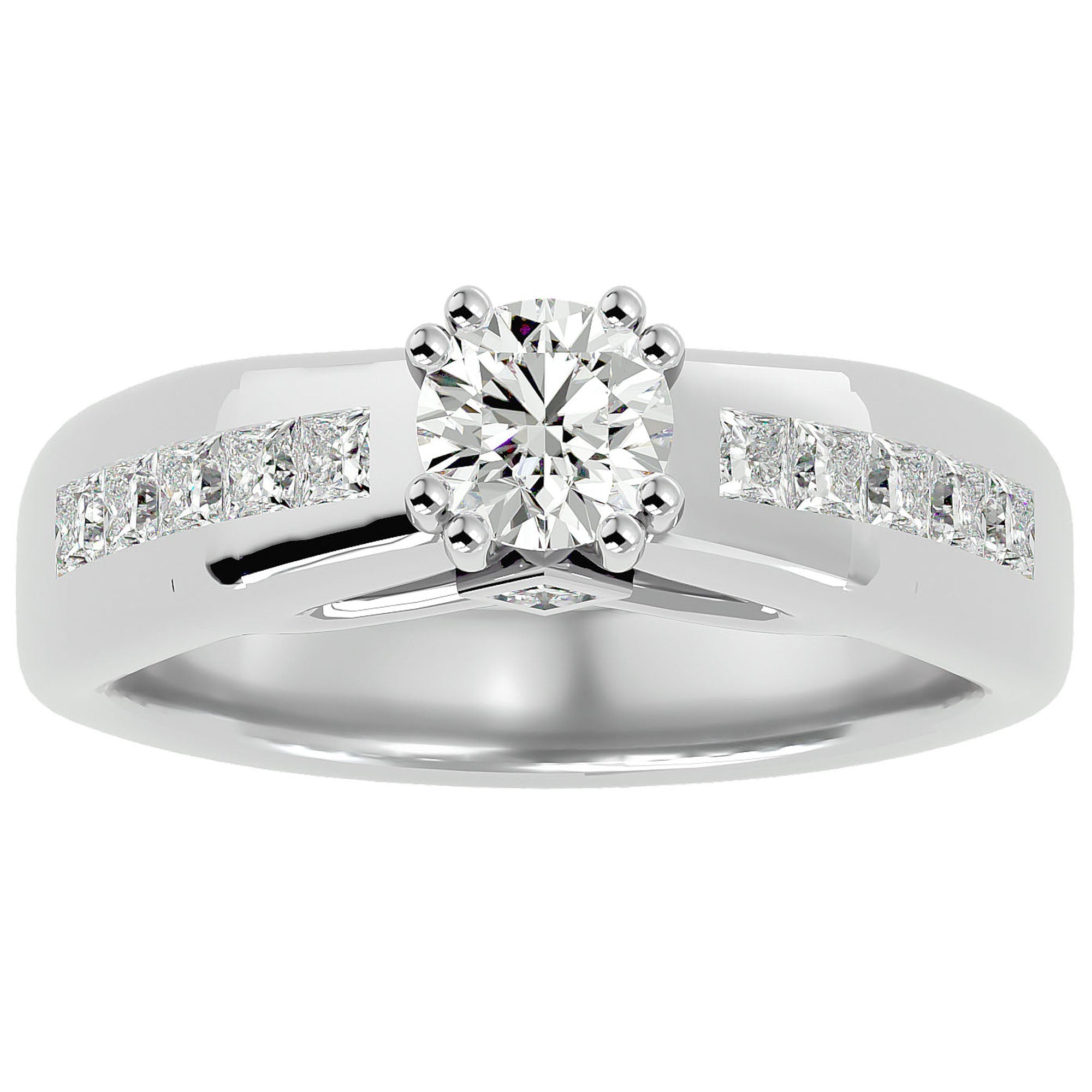 Inel De Logodnă Torrent de Feu din Aur 14k cu Moissanite de 1.04 ct din 14k Aur Alb - Castelo.ro