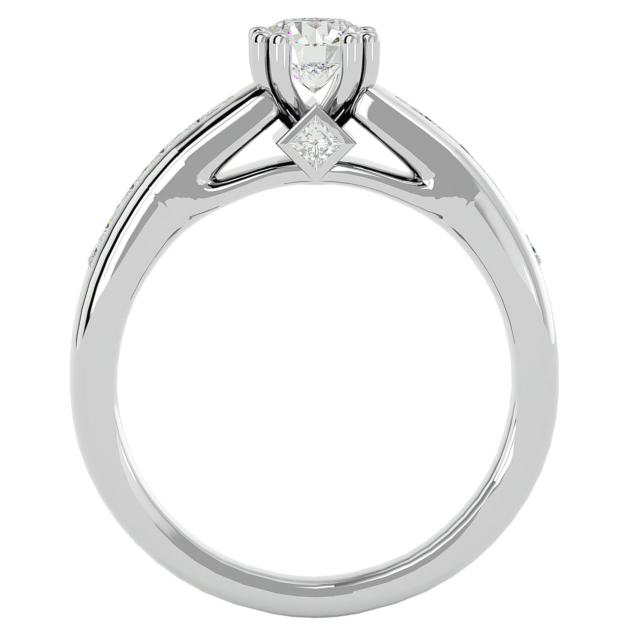 Inel De Logodnă Torrent de Feu din Aur 14k cu Diamante Naturale de 1.04 ct din 14k Aur Alb - Castelo.ro