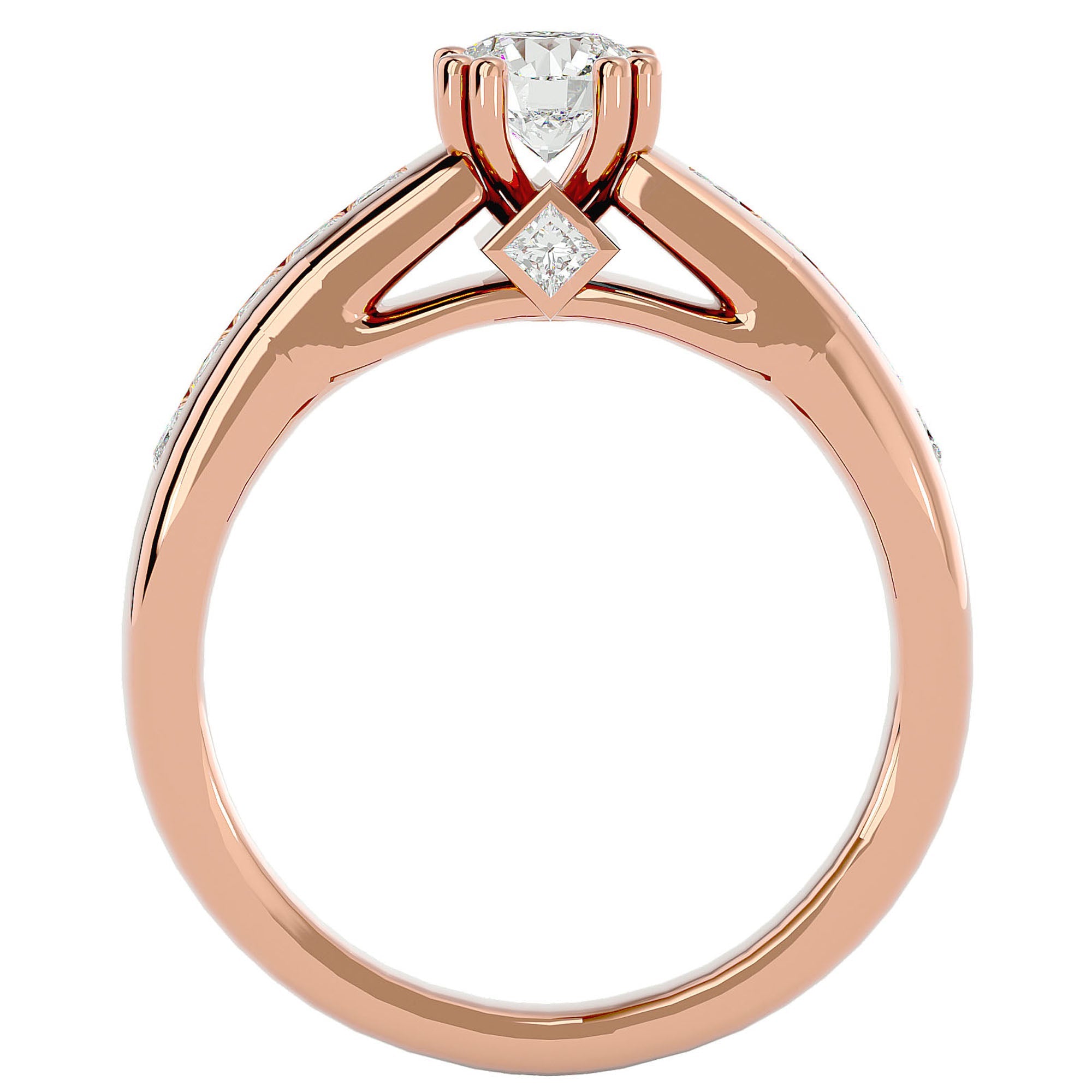 Inel De Logodnă Torrent de Feu din Aur 14k cu Moissanite de 1.04 ct din 14k Aur Roz - Castelo.ro