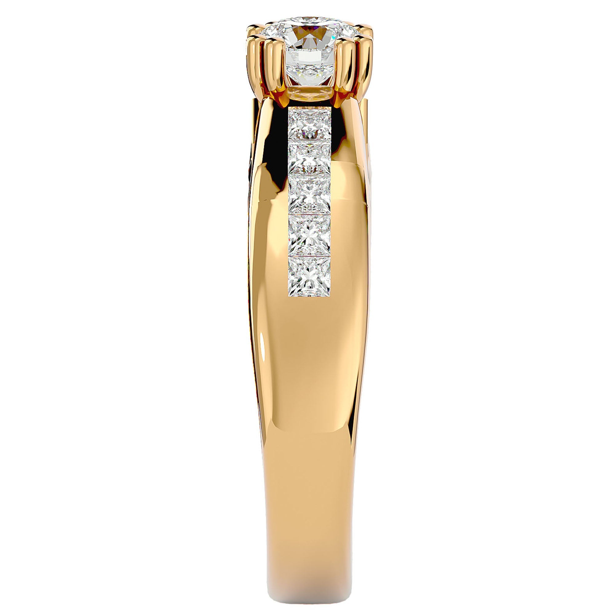 Inel De Logodnă Torrent de Feu din Aur 14k cu Moissanite de 1.04 ct din 14k Aur Galben - Castelo.ro