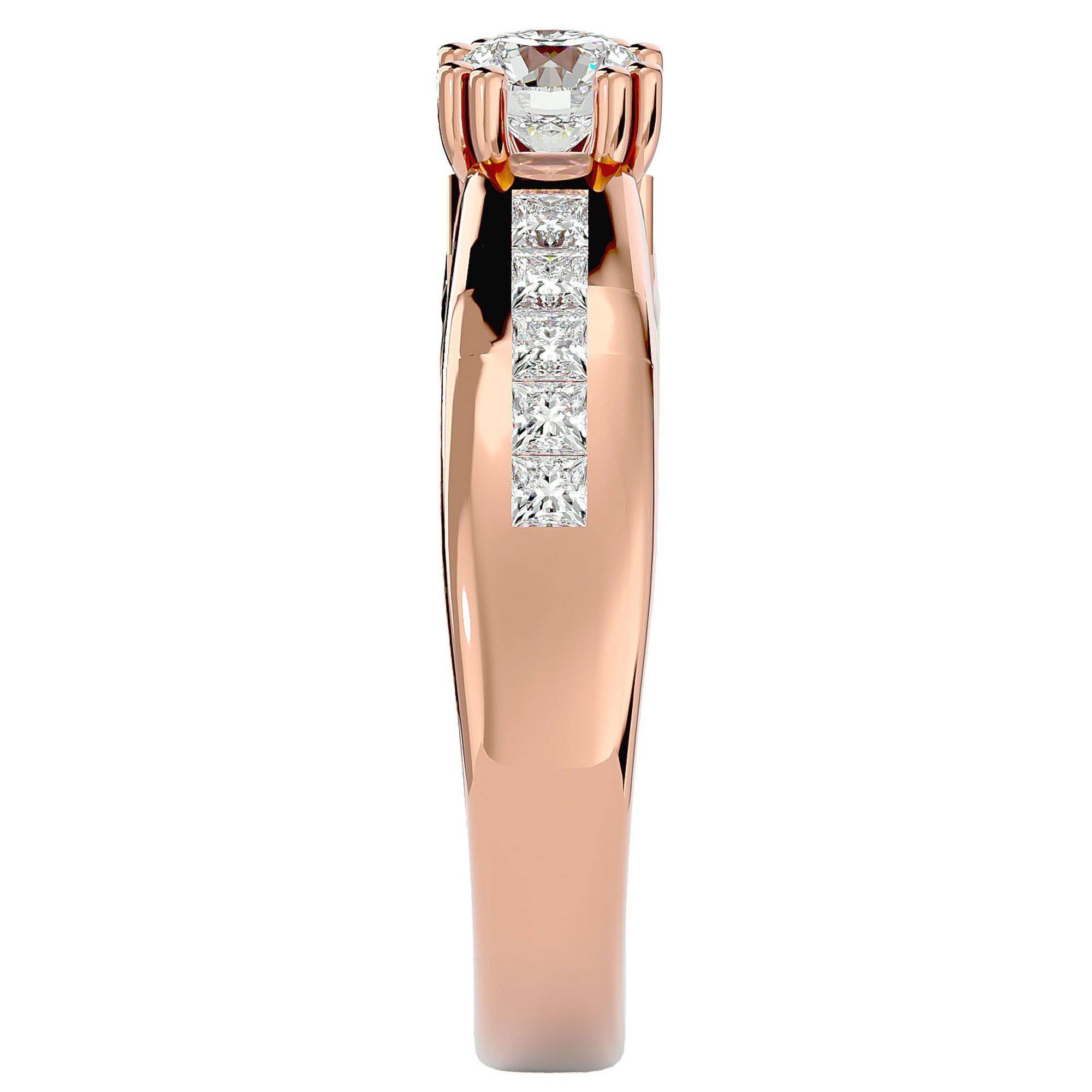 Inel De Logodnă Torrent de Feu din Aur 14k cu Moissanite de 1.04 ct din 14k Aur Roz - Castelo.ro