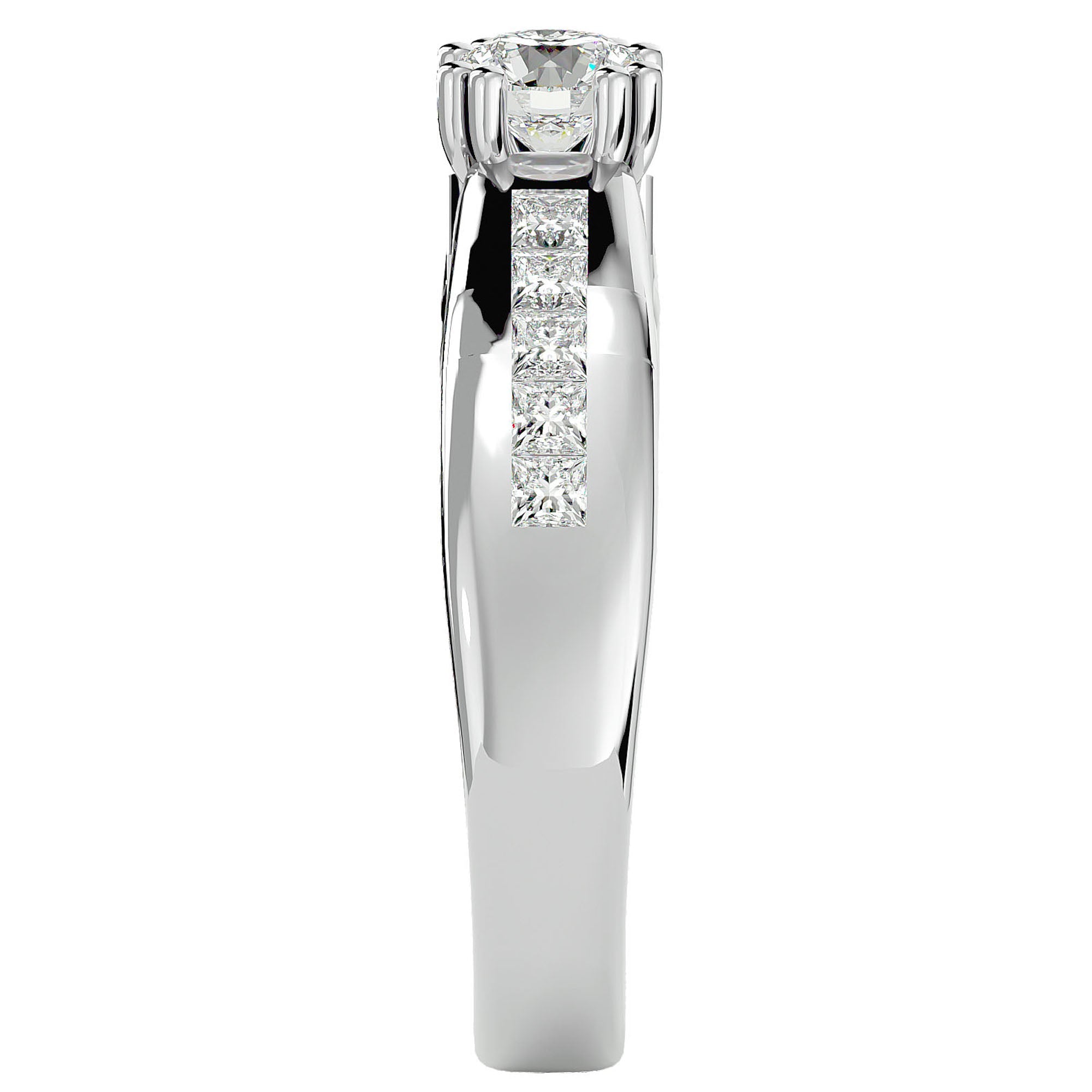 Inel De Logodnă Torrent de Feu din Aur 14k cu Moissanite de 1.04 ct din 14k Aur Alb - Castelo.ro