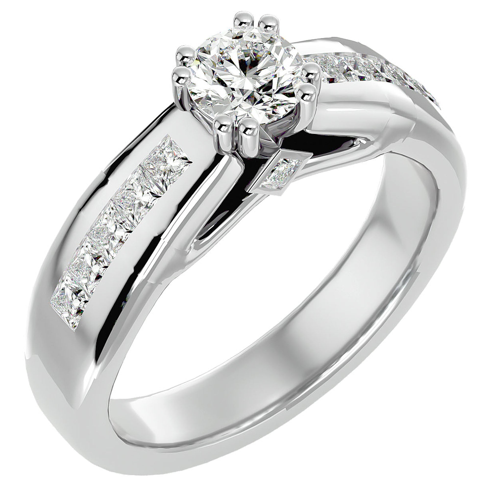 Inel De Logodnă Torrent de Feu din Aur 14k cu Moissanite de 1.04 ct din 14k Aur Alb - Castelo.ro