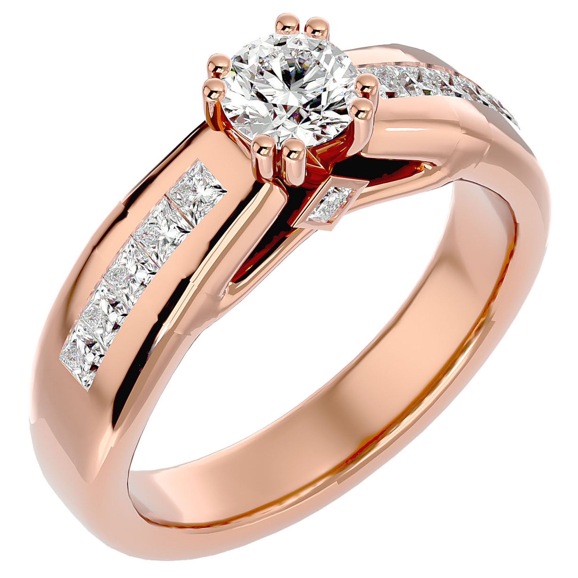 Inel De Logodnă Torrent de Feu din Aur 14k cu Diamante Create în Laborator de 1.04 ct din 14k Aur Roz - Castelo.ro