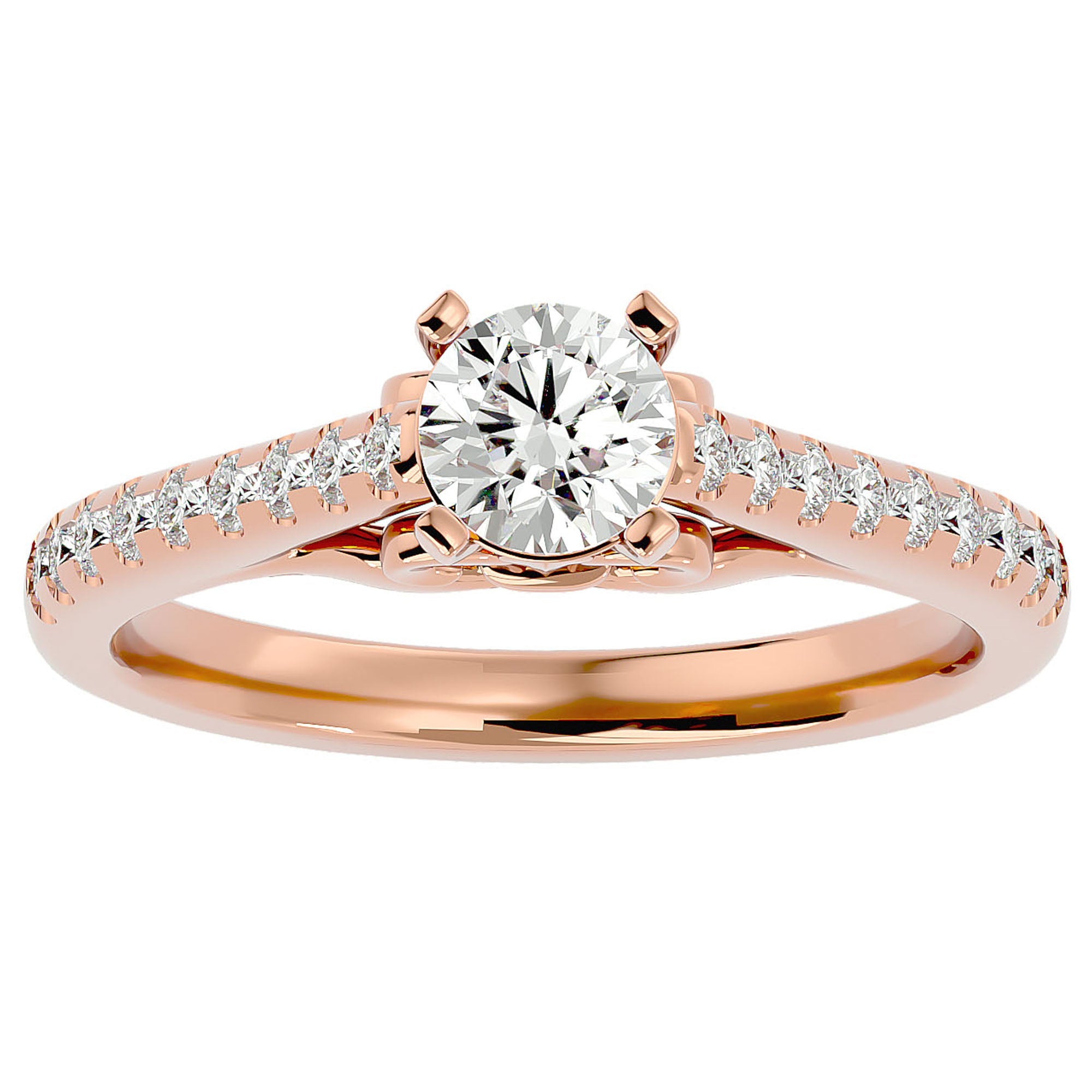 Inel De Logodnă Sérénade Solitaire cu Diamante Naturale de 0.80 ct din 18k Aur Roz - Castelo.ro