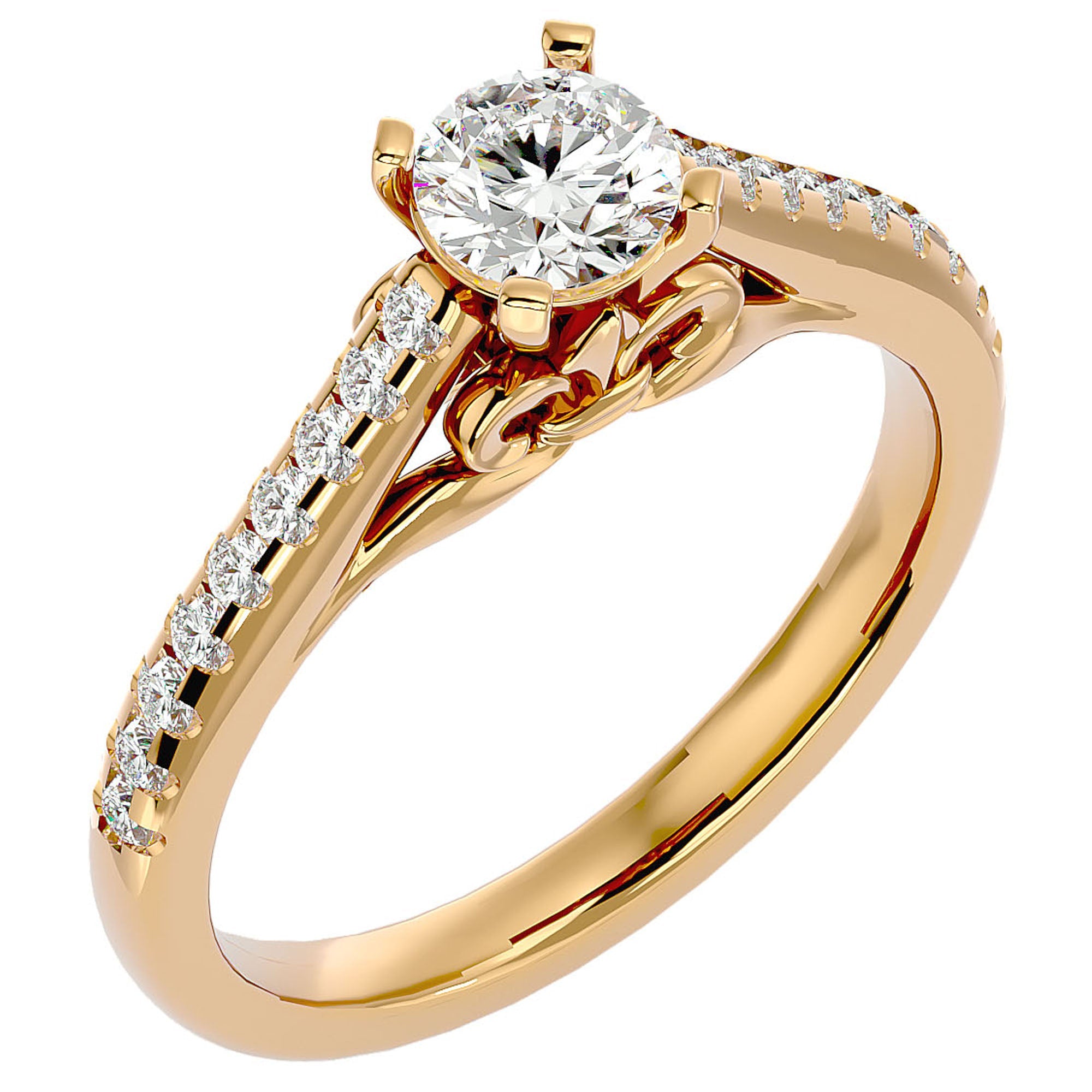 Inel De Logodnă Sérénade Solitaire cu Diamante Naturale de 0.80 ct din 18k Aur Galben - Castelo.ro
