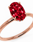 Inel de Logodnă Kensington din Aur 14k cu Rubin Creat în Laborator Oval 10x7 mm și Diamante Create în Laborator din 14k Aur Roz - Castelo.ro