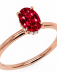 Inel de Logodnă Kensington din Aur 18k cu Rubin Creat în Laborator Oval 8x6 mm și Diamante Create în Laborator din 18k Aur Roz - Castelo.ro