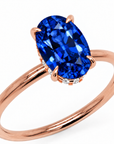 Inel de Logodnă Kensington din Aur 14k cu Safir Creat în Laborator Oval 12x8 mm și Diamante Create în Laborator din 14k Aur Roz - Castelo.ro