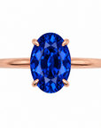 Inel de Logodnă Kensington din Aur 14k cu Safir Creat în Laborator Oval 12x8 mm și Diamante Create în Laborator din 14k Aur Roz - Castelo.ro