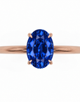 Inel de Logodnă Kensington din Aur 14k cu Safir Creat în Laborator Oval 8x6 mm și Diamante Create în Laborator din 14k Aur Roz - Castelo.ro