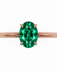 Inel de Logodnă Kensington din Aur 14k cu Smarald Creat în Laborator Oval 8x6 mm și Diamante Create în Laborator din 14k Aur Roz - Castelo.ro