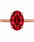 Inel de Logodnă Kensington din Aur 18k cu Rubin Creat în Laborator Oval 12x8 mm și Diamante Create în Laborator din 18k Aur Roz - Castelo.ro