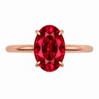 Inel de Logodnă Kensington din Aur 18k cu Rubin Creat în Laborator Oval 12x8 mm și Diamante Create în Laborator din 18k Aur Roz - Castelo.ro