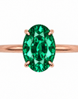 Inel de Logodnă Kensington din Aur 14k cu Smarald Creat în Laborator Oval 12x8 mm și Diamante Create în Laborator din 14k Aur Roz - Castelo.ro