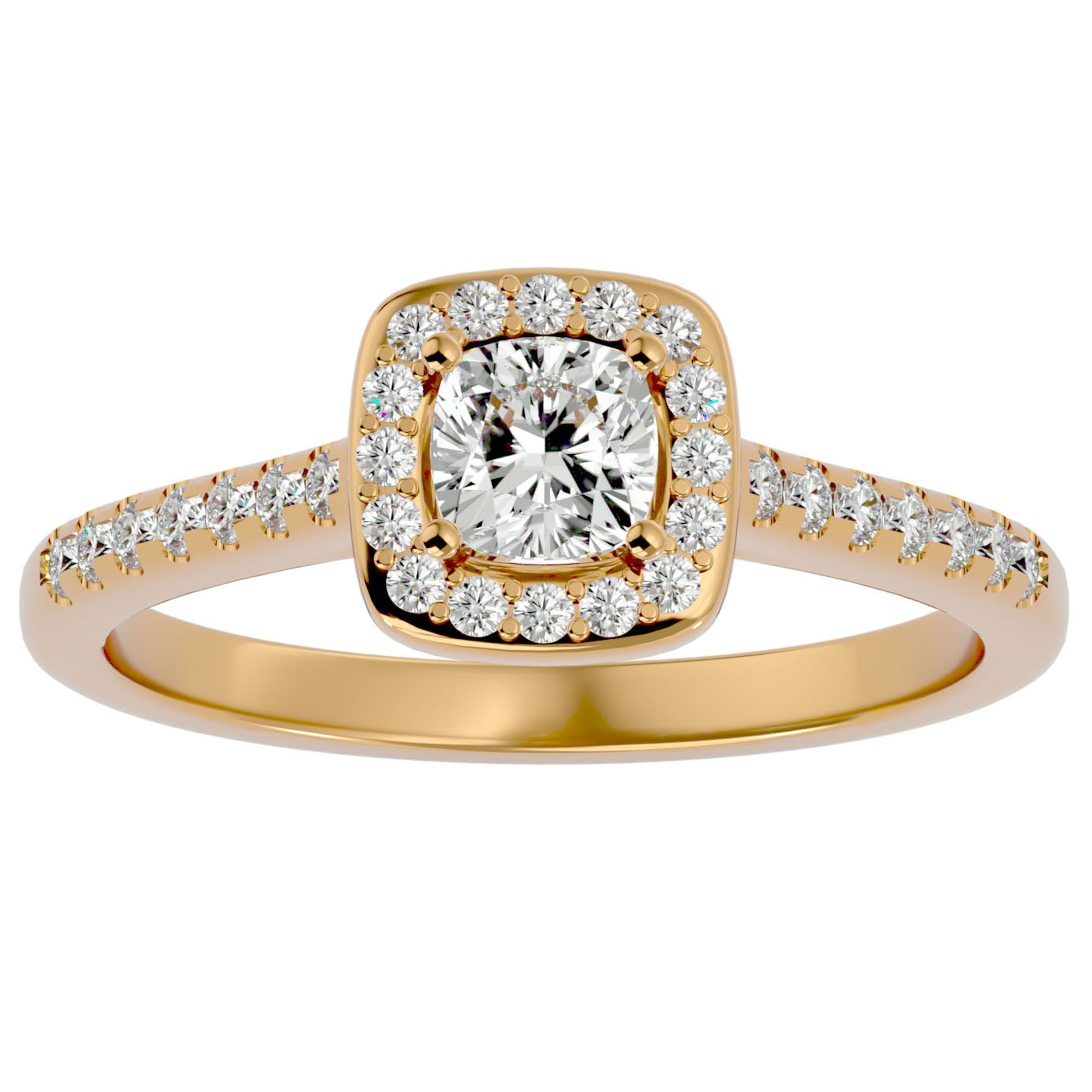 Inel de Logodnă Retro Pavé cu Diamante Naturale de 0.72 ct din 18k Aur Galben - Castelo.ro