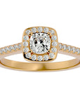Inel Tăietură Princess Si Cadru Halo cu Moissanite de 1.47 ct din 18k Aur Galben - Castelo.ro