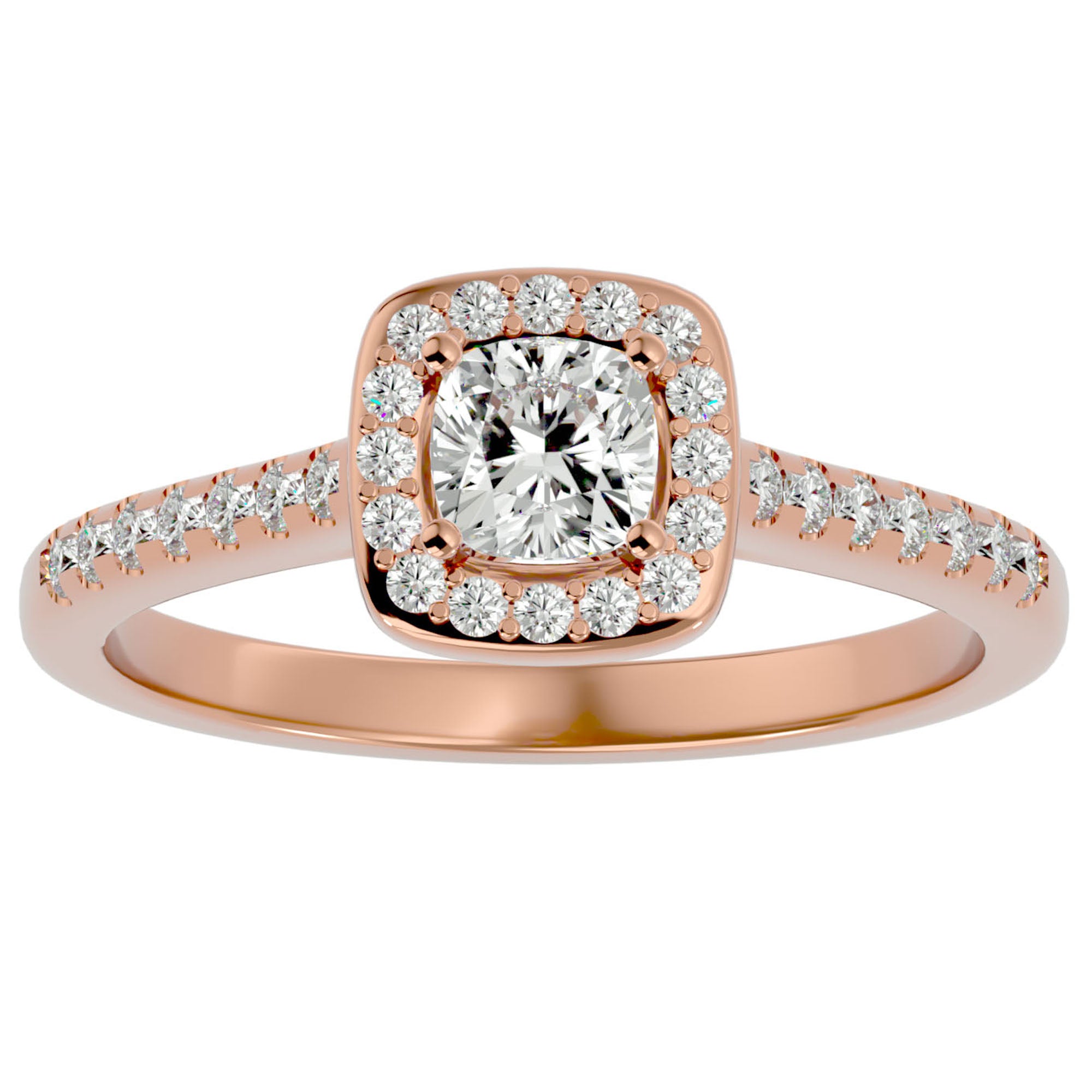 Inel de Logodnă Retro Pavé cu Diamante Naturale de 0.72 ct din 18k Aur Roz - Castelo.ro