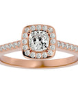 Inel de Logodnă Retro Pavé cu Diamante Create în Laborator de 0.72 ct din 18k Aur Roz - Castelo.ro