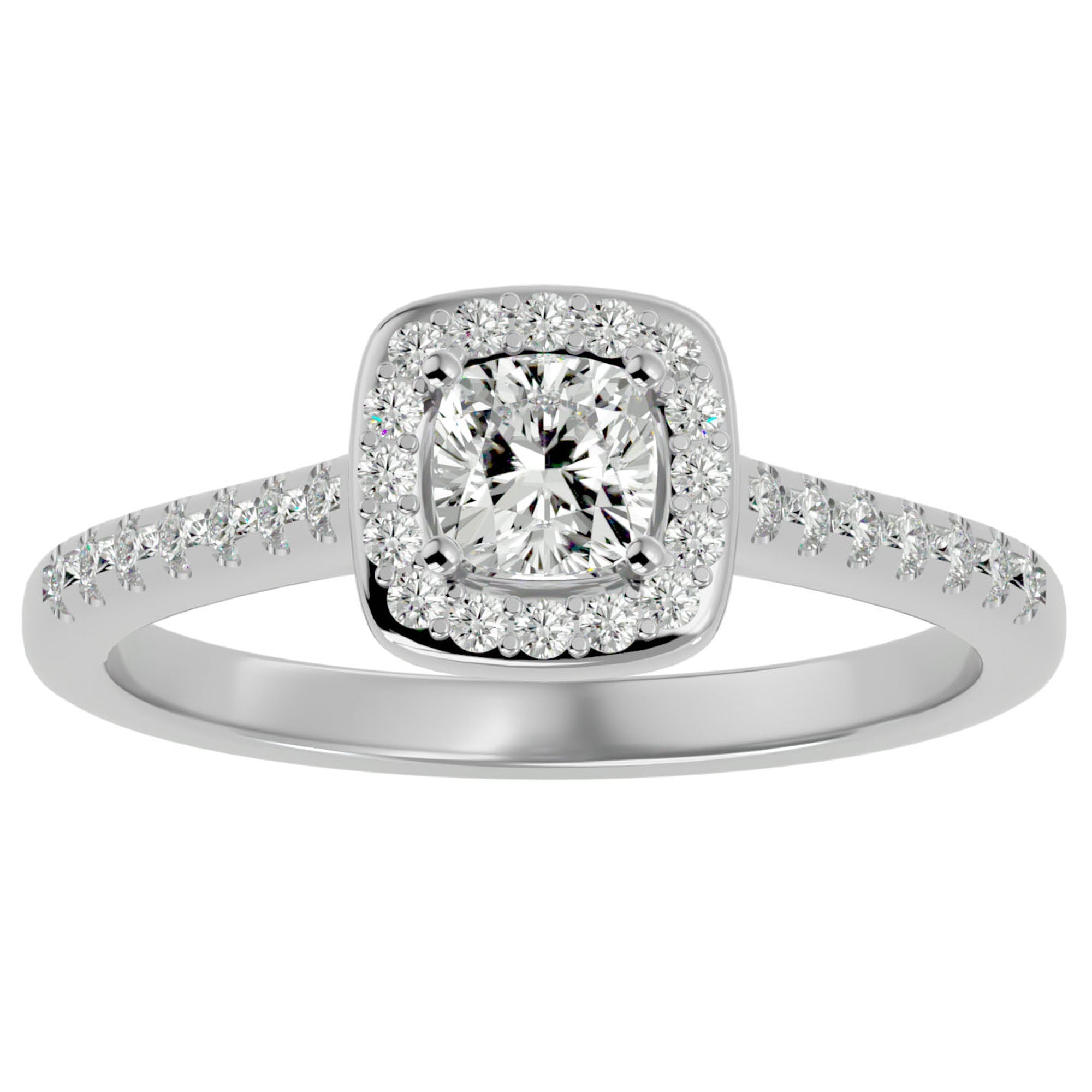 Inel Tăietură Princess Si Cadru Halo cu Moissanite de 1.47 ct din Platina - Castelo.ro