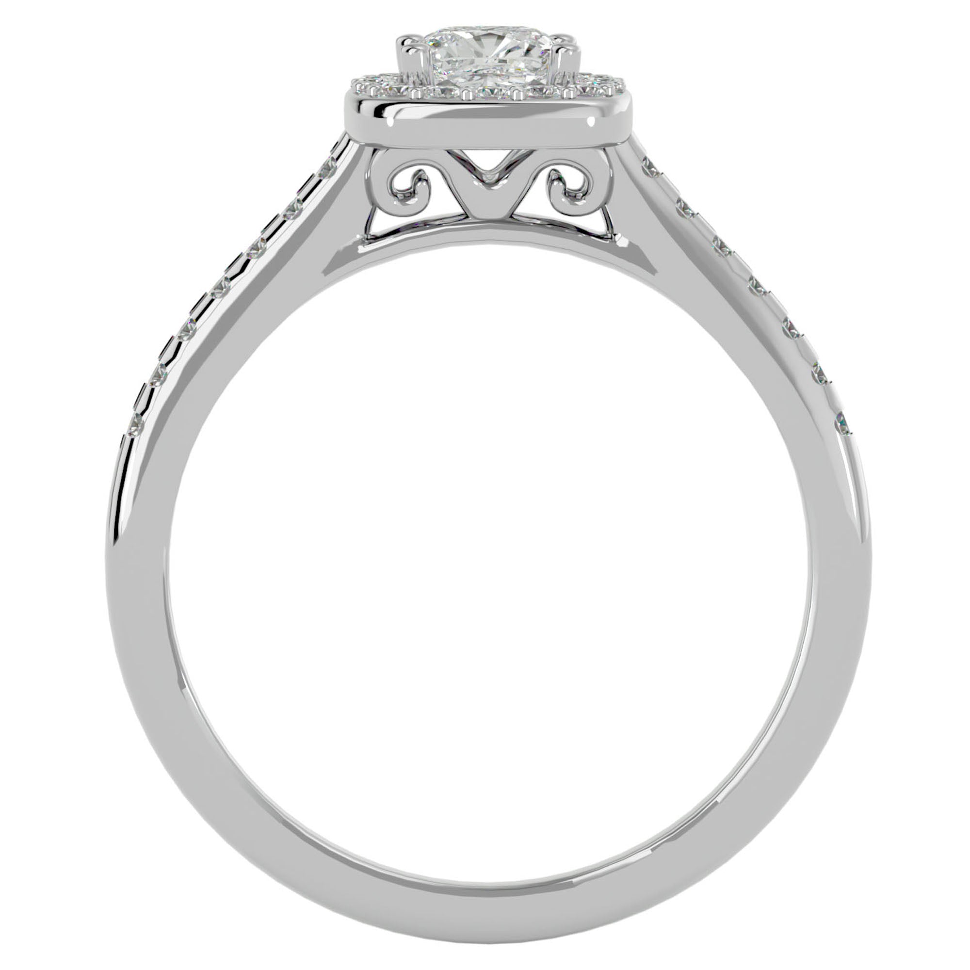 Inel de Logodnă Retro Pavé cu Diamante Naturale de 0.72 ct din Platina - Castelo.ro