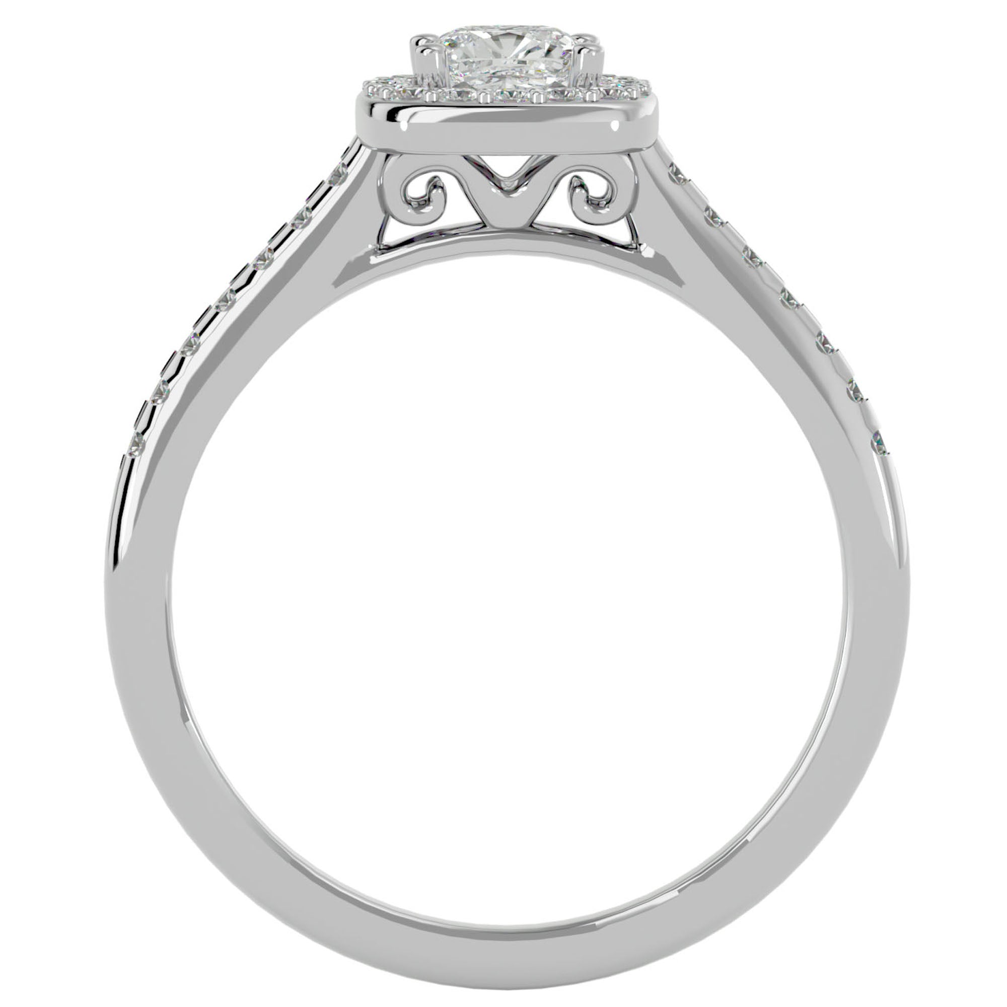 Inel Tăietură Princess Si Cadru Halo cu Moissanite de 1.47 ct din Platina - Castelo.ro