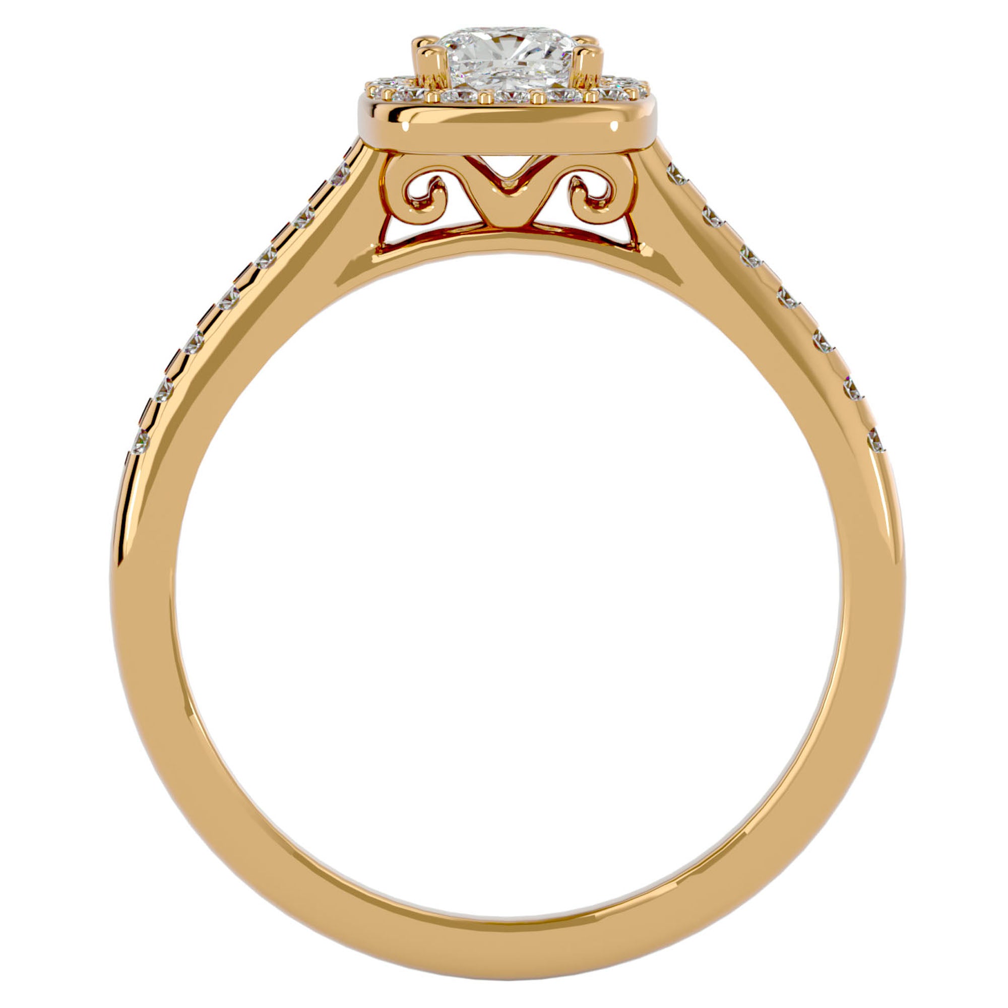 Inel de Logodnă Retro Pavé cu Diamante Naturale de 0.72 ct din 18k Aur Galben - Castelo.ro
