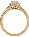 Inel Tăietură Princess Si Cadru Halo cu Moissanite de 1.47 ct din 18k Aur Galben - Castelo.ro
