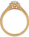 Inel Tăietură Princess Si Cadru Halo din Aur 14k cu Diamante Naturale de 1.47 ct din 14k Aur Galben - Castelo.ro