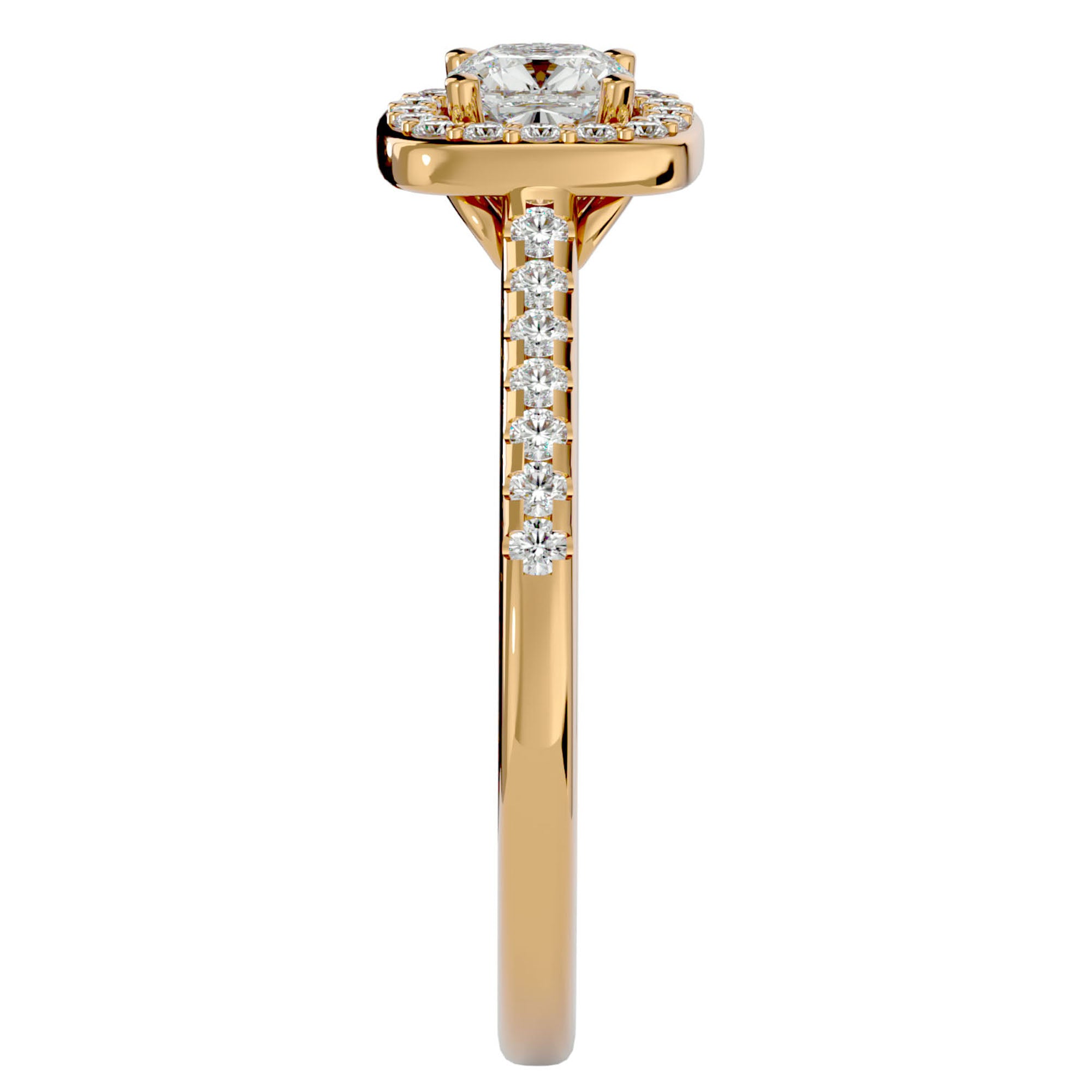 Inel de Logodnă Retro Pavé cu Diamante Naturale de 0.72 ct din 18k Aur Galben - Castelo.ro