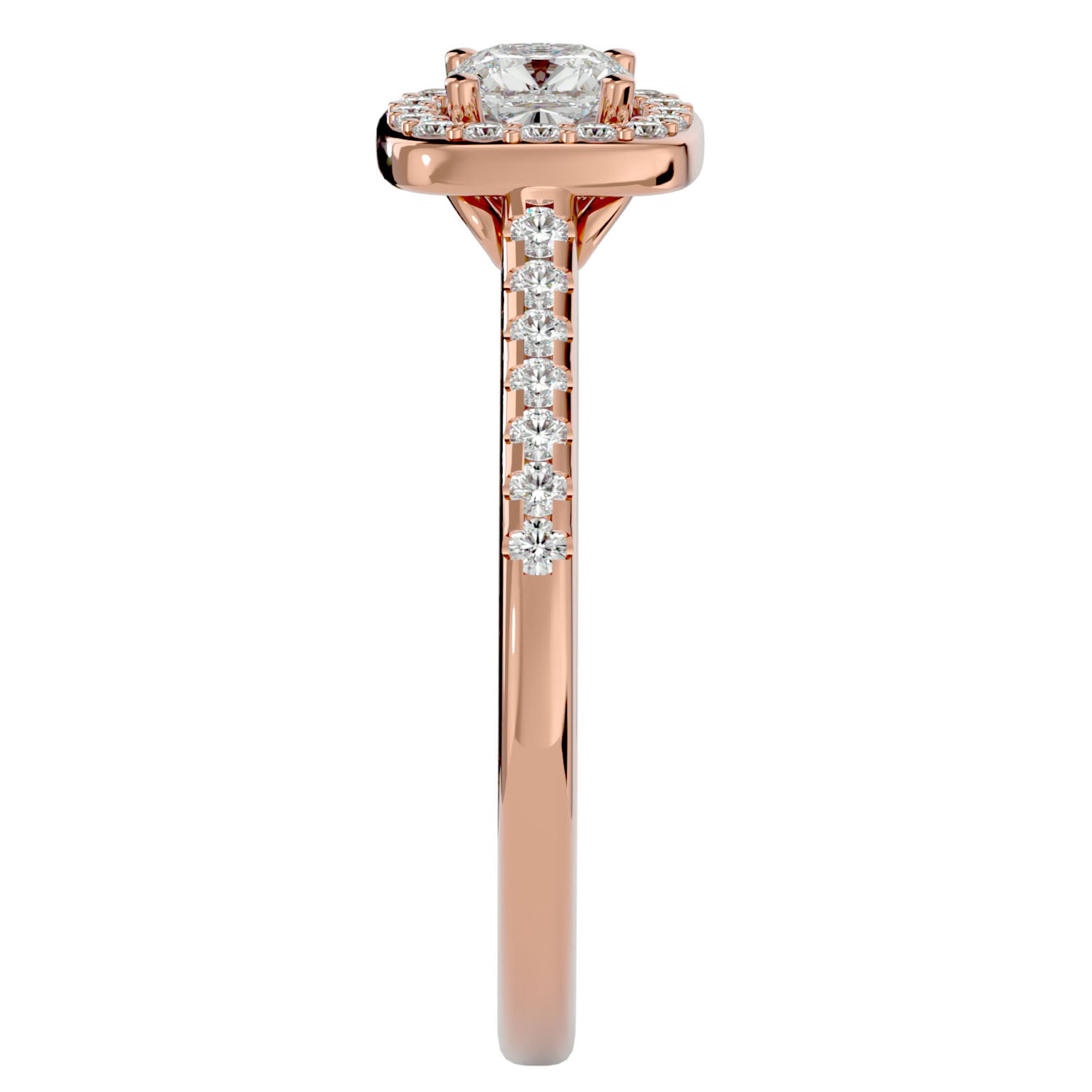 Inel de Logodnă Retro Pavé cu Diamante Naturale de 0.72 ct din 18k Aur Roz - Castelo.ro