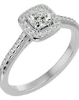 Inel de Logodnă Retro Pavé din Aur 14k cu Moissanite de 0.72 ct din 14k Aur Alb - Castelo.ro