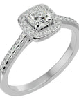 Inel Tăietură Princess Si Cadru Halo din Aur 14k cu Diamante Create în Laborator de 1.47 ct din 14k Aur Alb - Castelo.ro