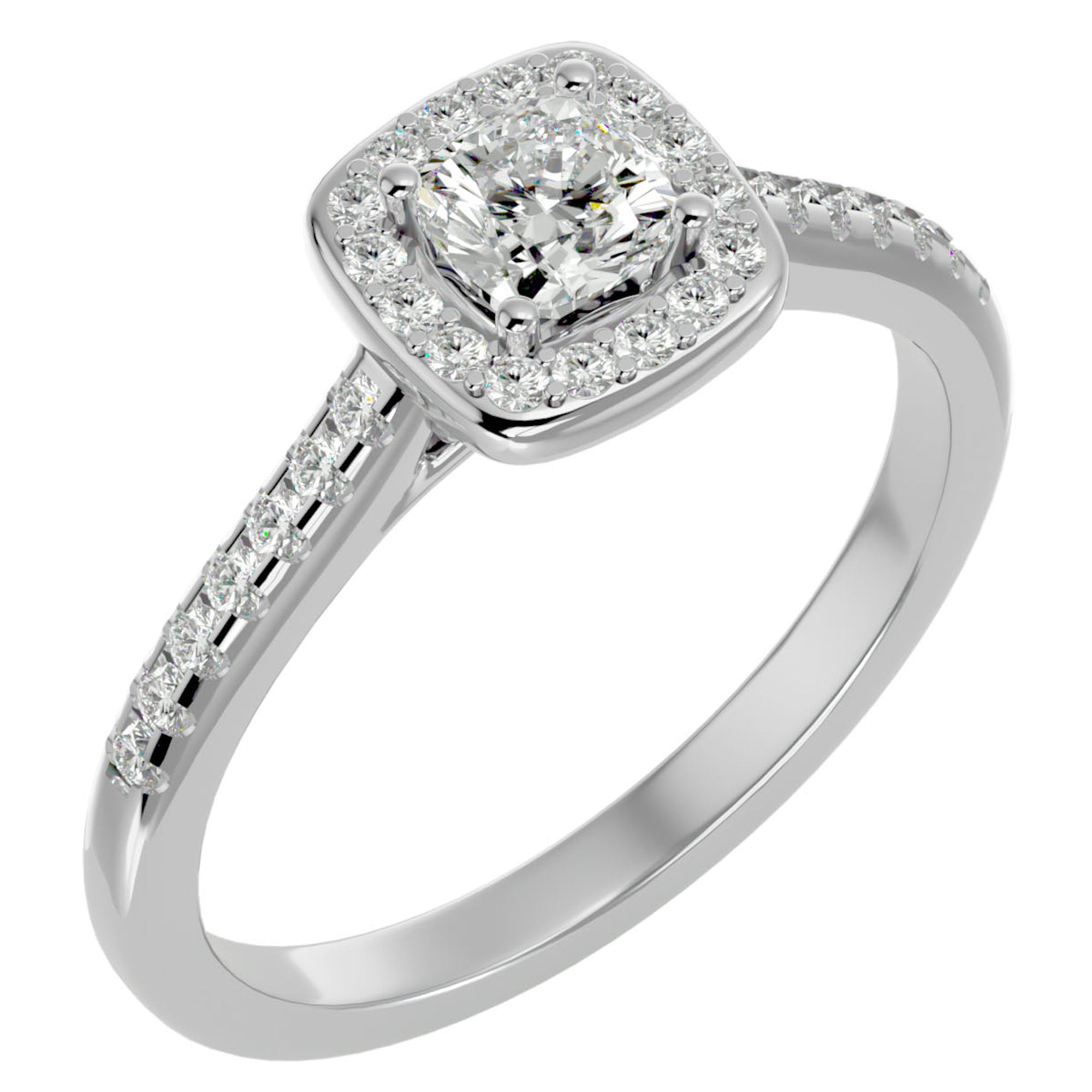 Inel Tăietură Princess Si Cadru Halo cu Moissanite de 1.47 ct din Platina - Castelo.ro