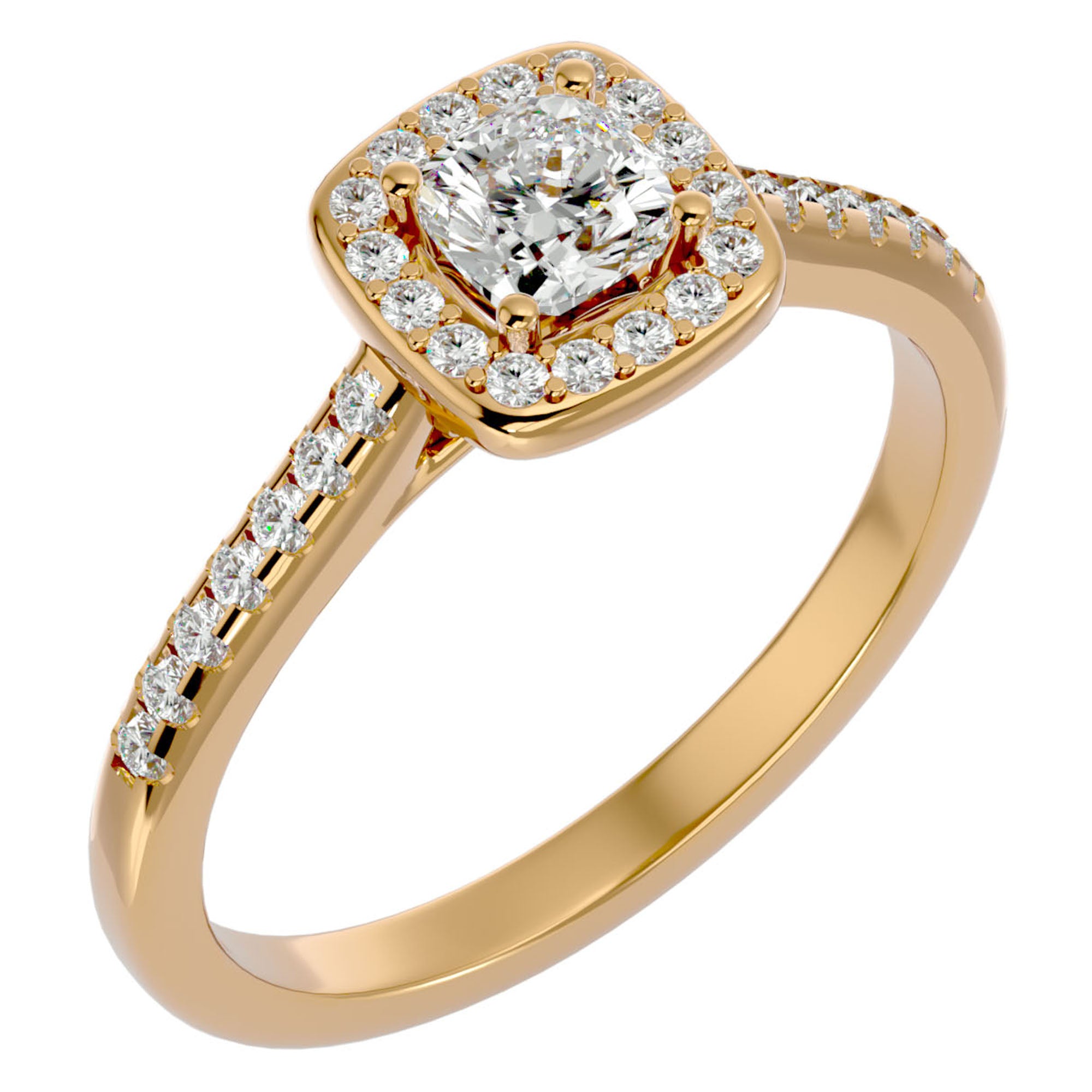 Inel de Logodnă Retro Pavé cu Diamante Naturale de 0.72 ct din 18k Aur Galben - Castelo.ro