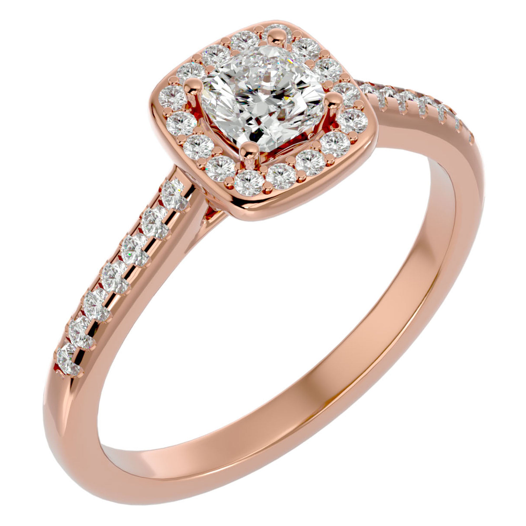 Inel de Logodnă Retro Pavé cu Diamante Naturale de 0.72 ct din 18k Aur Roz - Castelo.ro