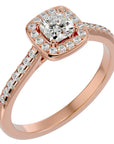 Inel Tăietură Princess Si Cadru Halo cu Moissanite de 1.47 ct din 18k Aur Roz - Castelo.ro
