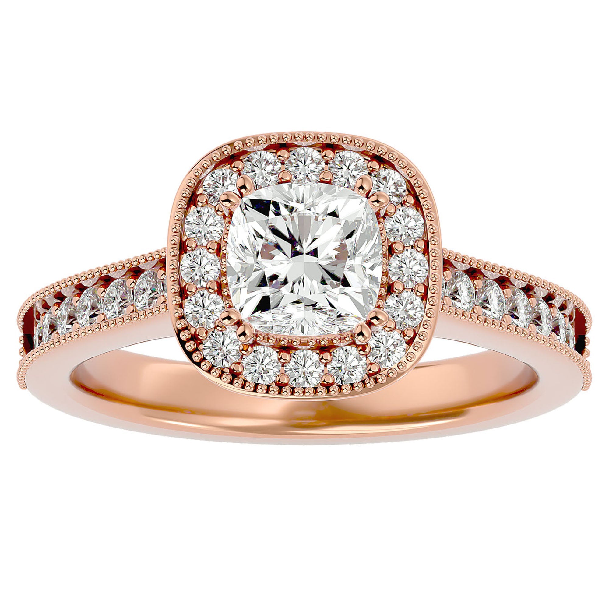 Inel de Logodnă Retro Halo Pavé cu Moissanite de 1.50 ct din 18k Aur Roz - Castelo.ro