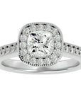 Inel de Logodnă Retro Halo Pavé cu Moissanite de 1.50 ct din Platina - Castelo.ro