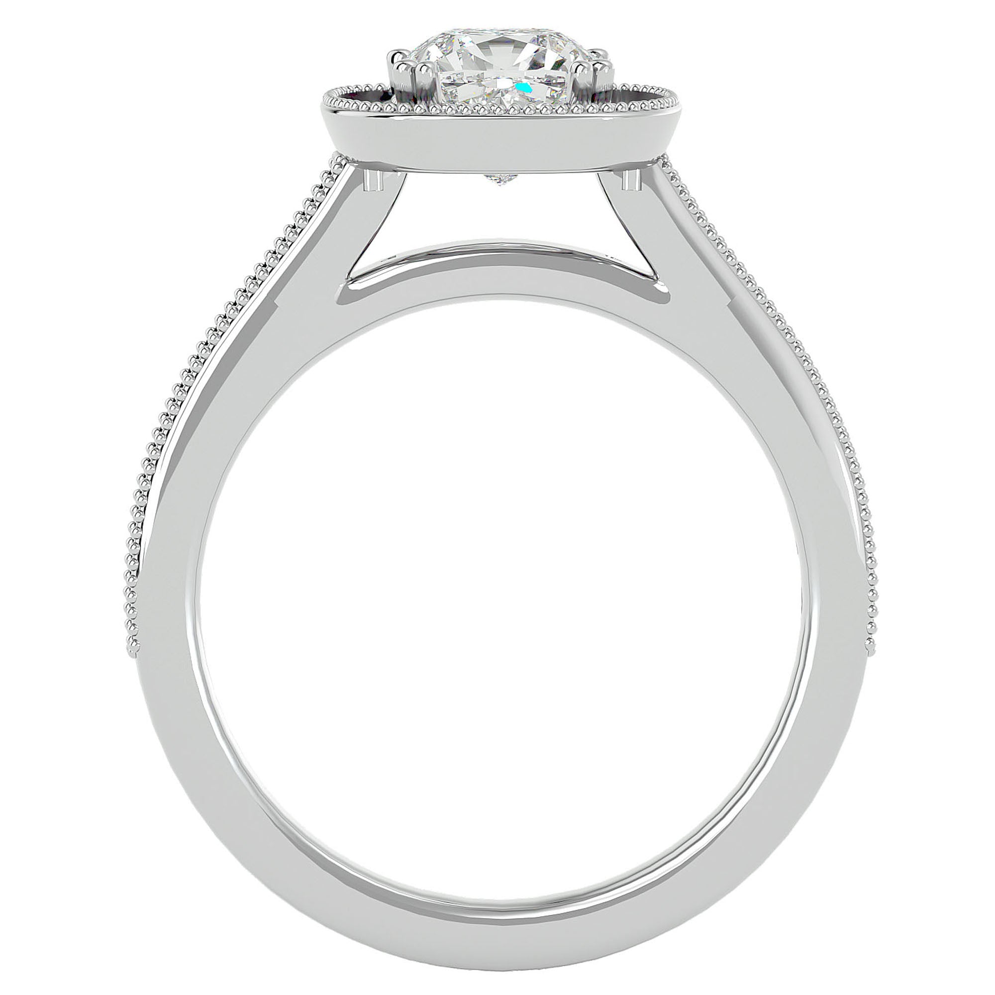 Inel de Logodnă Retro Halo Pavé din Aur 14k cu Diamante Create în Laborator de 1.50 ct din 14k Aur Alb - Castelo.ro