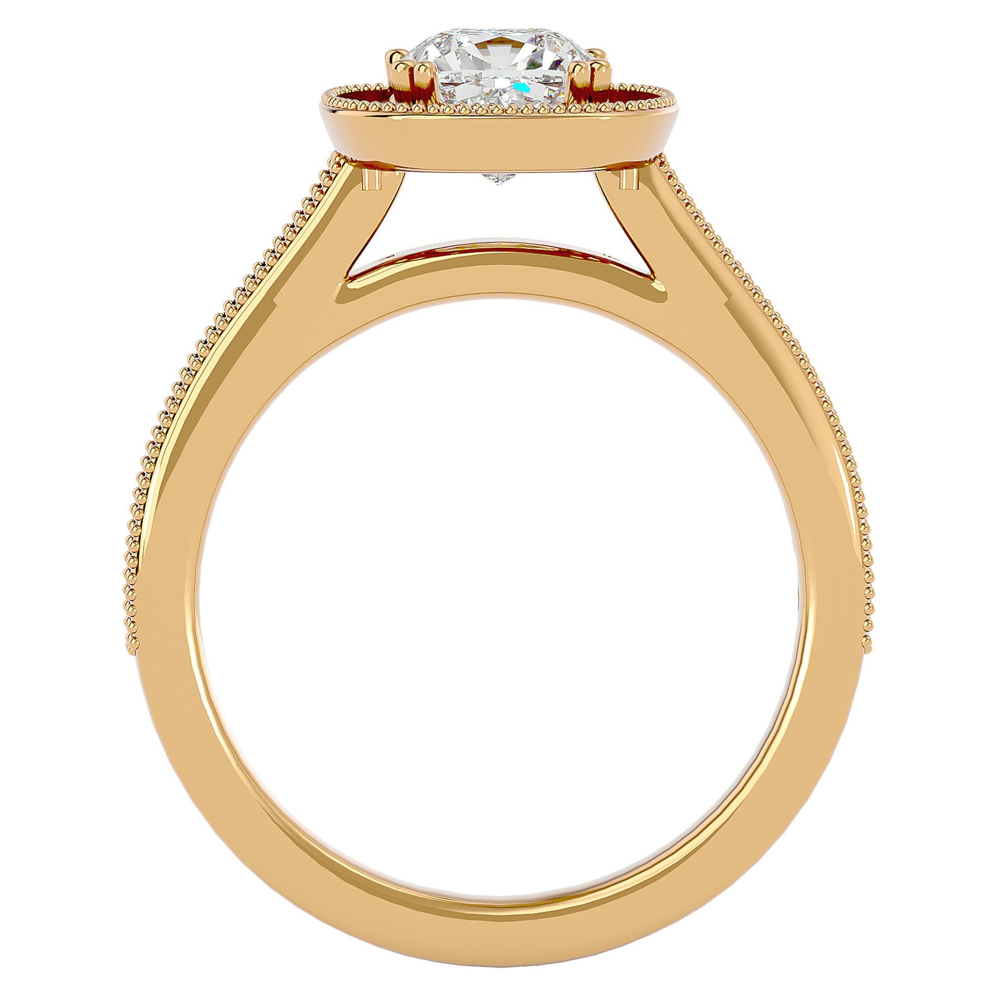 Inel de Logodnă Retro Halo Pavé cu Moissanite de 1.50 ct din 18k Aur Galben - Castelo.ro