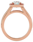 Inel de Logodnă Retro Halo Pavé din Aur 14k cu Diamante Create în Laborator de 1.50 ct din 14k Aur Roz - Castelo.ro